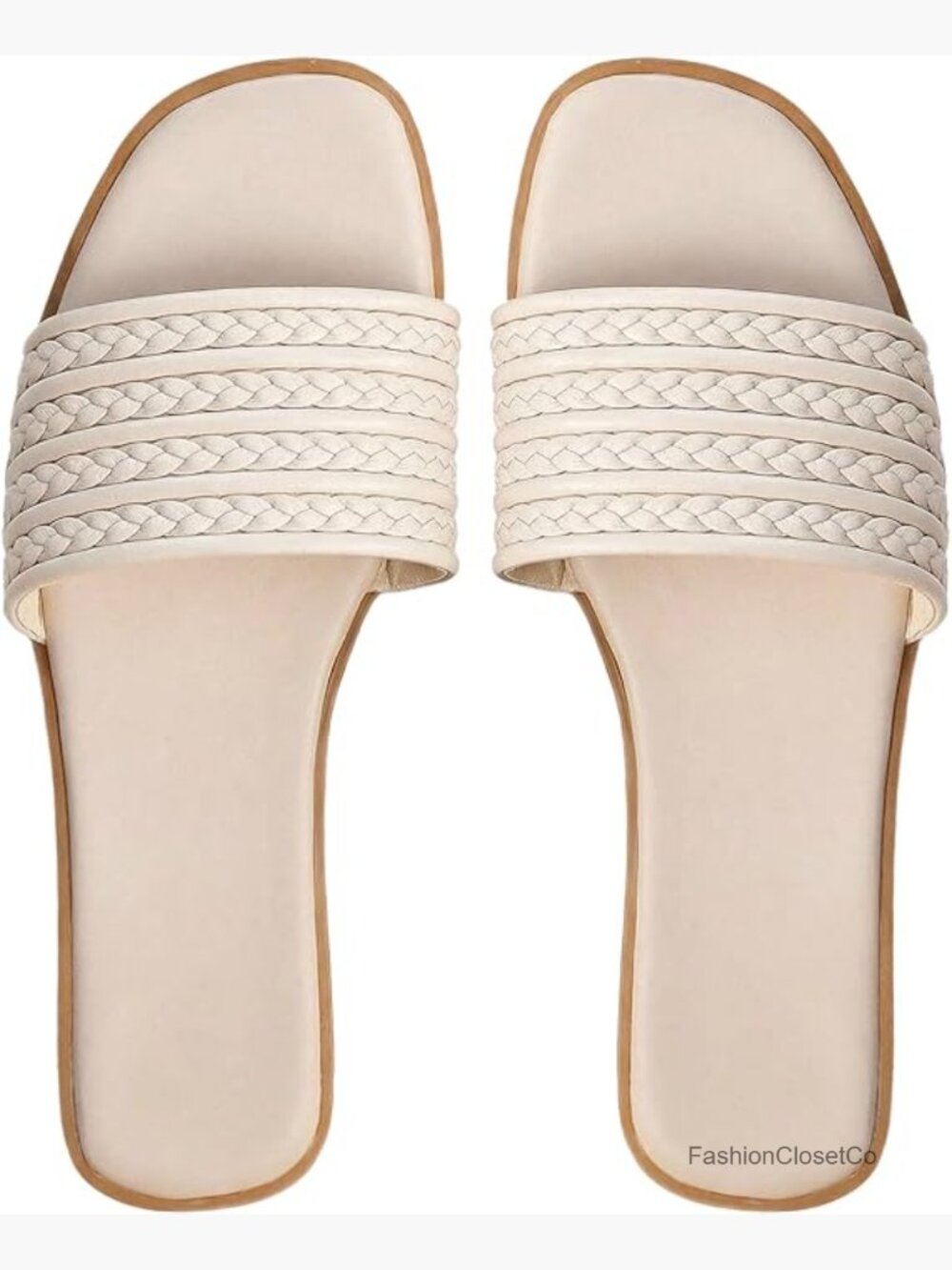 Women's Braided Leather Slide Sandals Flat Boho Casual Open Toe Slippers